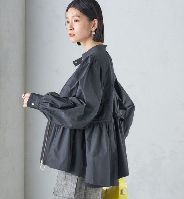 SHIPS for women「〈手洗い可能〉割繊 ナイロン スタンドカラー ギャザー ブルゾン◇」|ブルゾン・スタジャン|