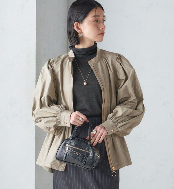 SHIPS for women「〈手洗い可能〉割繊 ナイロン スタンドカラー ギャザー ブルゾン◇」|ブルゾン・スタジャン|