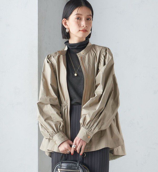 SHIPS for women「〈手洗い可能〉割繊 ナイロン スタンドカラー ギャザー ブルゾン◇」|ブルゾン・スタジャン|