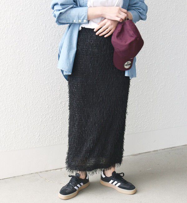 SHIPS for women「【WEB限定】〈手洗い可能〉フリンジ ラメ タイト スカート」|スカート|