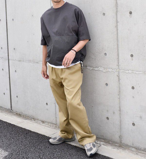 SHIPS any「SHIPS any: コットン / ナイロン コンビ スケアスリーブ スピンドル ワイド Tシャツ◇」|Tシャツ・カットソー|