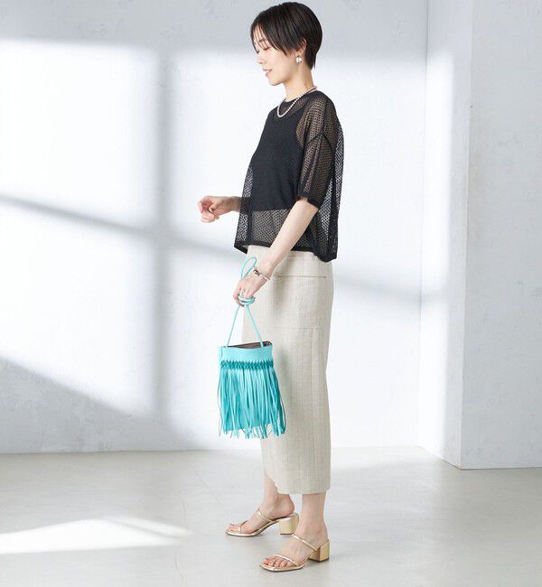 SHIPS for women「〈手洗い可能〉メッシュ編 半袖 ニット プルオーバー」|ニット・セーター|