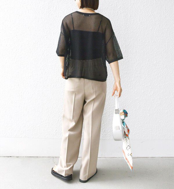 SHIPS for women「〈手洗い可能〉メッシュ編 半袖 ニット プルオーバー」|ニット・セーター|