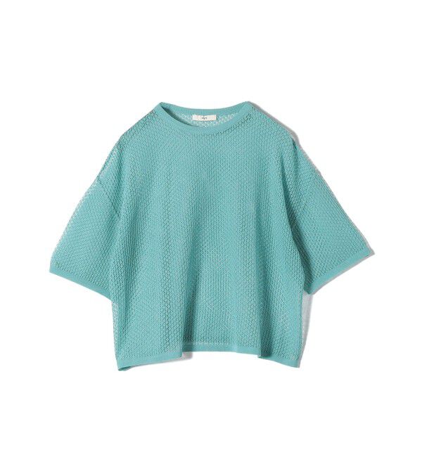 SHIPS for women「〈手洗い可能〉メッシュ編 半袖 ニット プルオーバー」|ニット・セーター|