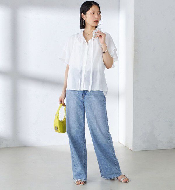 SHIPS for women「〈手洗い可能〉コットンボイル ネックギャザー ボウタイ ブラウス」|シャツ・ブラウス|