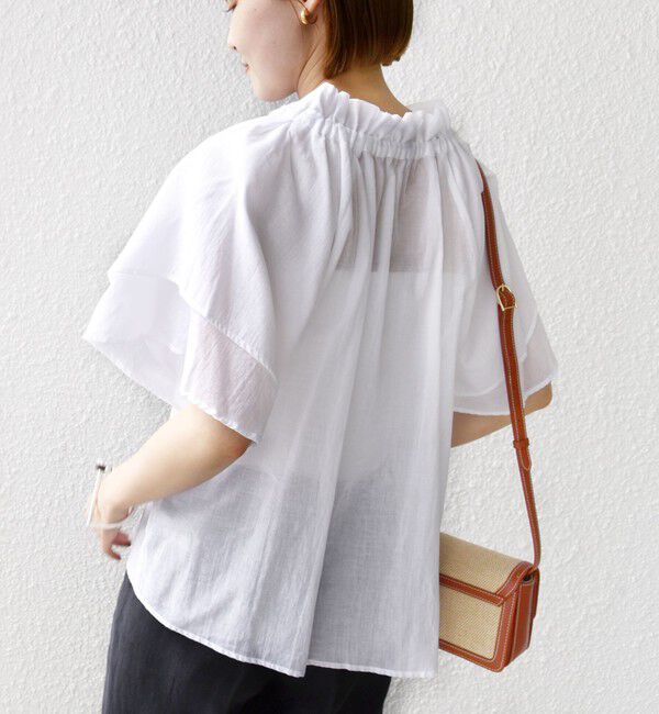 SHIPS for women「〈手洗い可能〉コットンボイル ネックギャザー ボウタイ ブラウス」|シャツ・ブラウス|