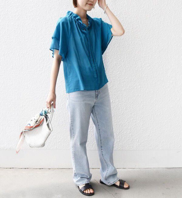 SHIPS for women「〈手洗い可能〉コットンボイル ネックギャザー ボウタイ ブラウス」|シャツ・ブラウス|