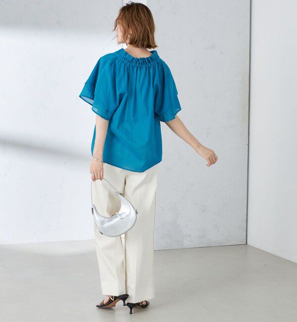 SHIPS for women「〈手洗い可能〉コットンボイル ネックギャザー ボウタイ ブラウス」|シャツ・ブラウス|