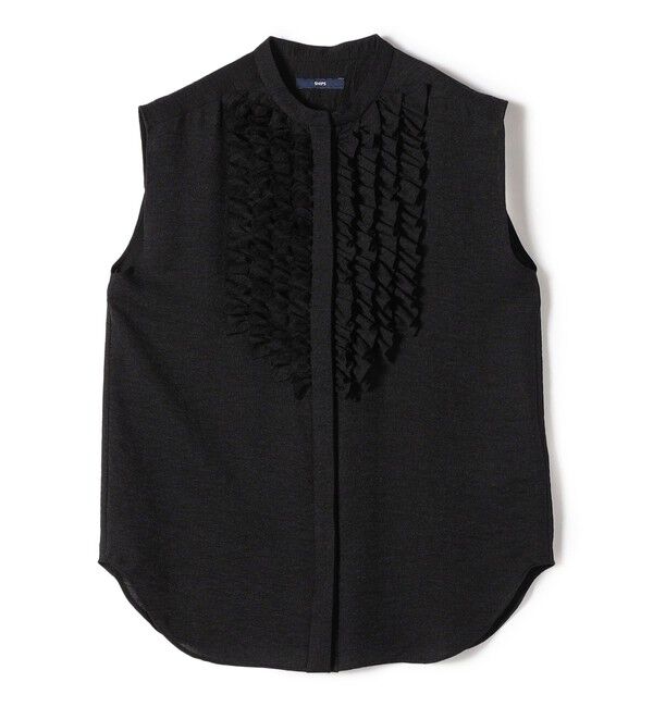 SHIPS for women「〈手洗い可能〉麻混 フロント フリル フレンチスリーブ ブラウス」|シャツ・ブラウス|