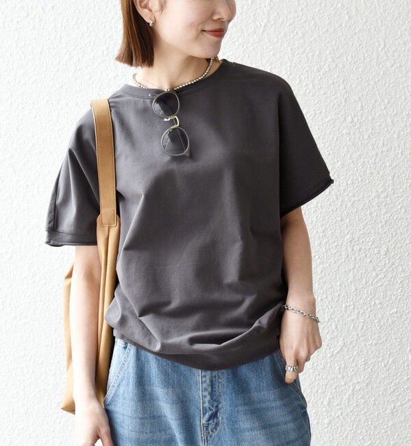 SHIPS any「《一部予約》【WEB限定】SHIPS any:〈洗濯機可能〉インレイ コクーン ショートスリーブ プルオーバー」|Tシャツ・カットソー|