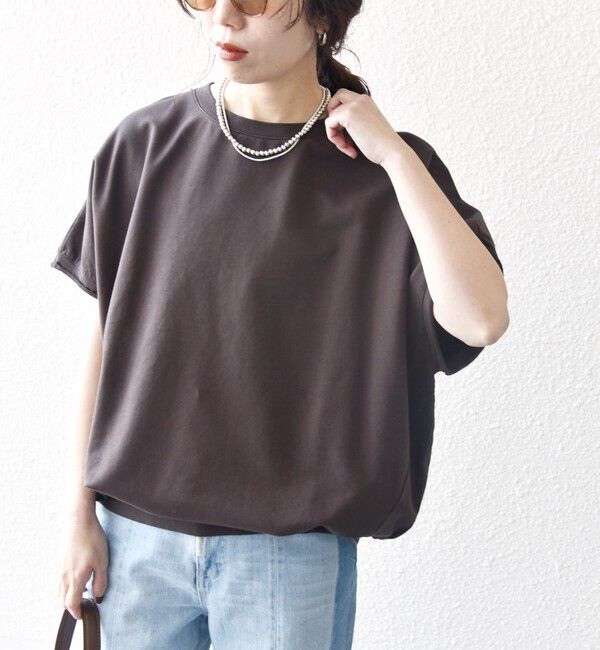 SHIPS any「《一部予約》【WEB限定】SHIPS any:〈洗濯機可能〉インレイ コクーン ショートスリーブ プルオーバー」|Tシャツ・カットソー|