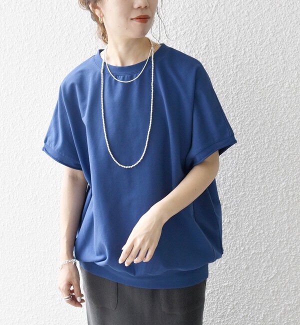 SHIPS any「《一部予約》【WEB限定】SHIPS any:〈洗濯機可能〉インレイ コクーン ショートスリーブ プルオーバー」|Tシャツ・カットソー|ブルー