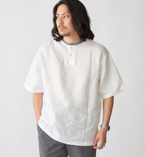 SHIPS「SHIPS: Herdmans リネン 2WAY プルオーバー Tシャツ」|Tシャツ・カットソー|ホワイト