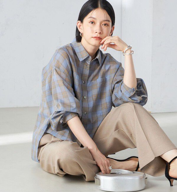 SHIPS for women「〈手洗い可能〉シアー チェック ロング スリーブ シャツ」|シャツ・ブラウス|