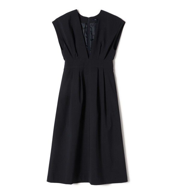 SHIPS for women「〈手洗い可能〉梳毛調 深V ノースリーブ ワンピース」|ワンピース|