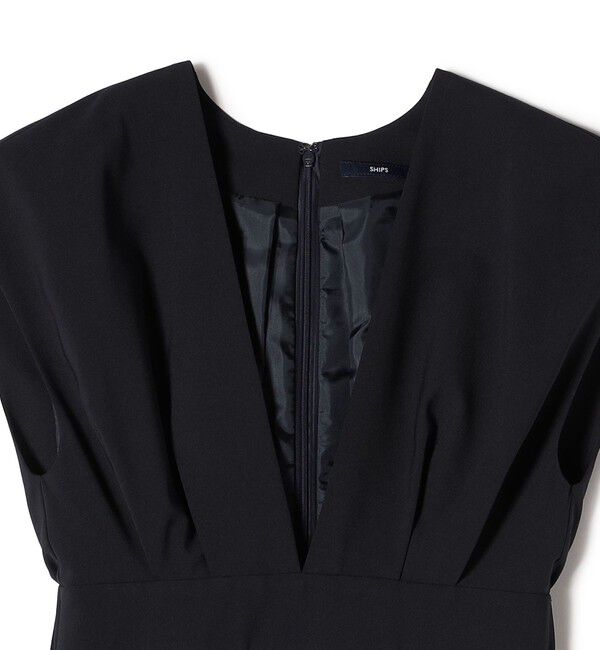 SHIPS for women「〈手洗い可能〉梳毛調 深V ノースリーブ ワンピース」|ワンピース|