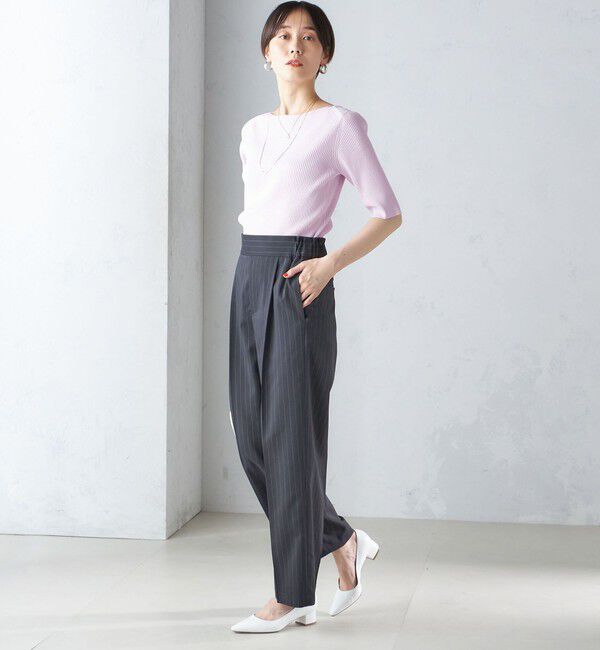 SHIPS for women「〈手洗い可能〉ストライプ ツイル ストレート パンツ」|スラックス|