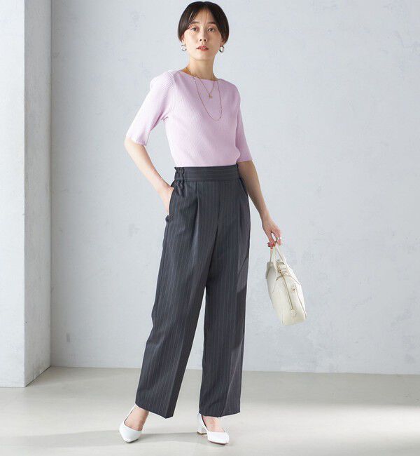 SHIPS for women「〈手洗い可能〉ストライプ ツイル ストレート パンツ」|スラックス|