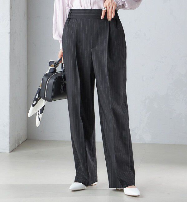 SHIPS for women「〈手洗い可能〉ストライプ ツイル ストレート パンツ」|スラックス|