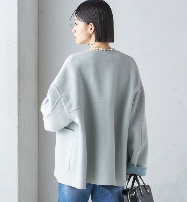 SHIPS for women「リバー ファー ポケット コート」|ノーカラーコート|