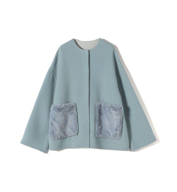 SHIPS for women「リバー ファー ポケット コート」|ノーカラーコート|