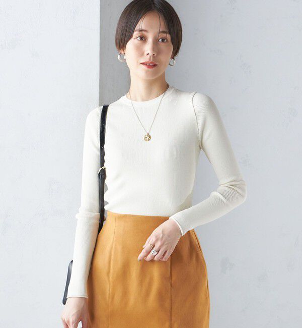 SHIPS for women「〈手洗い可能〉レーヨン ポリ リブ クルーネック プルオーバー」|ニット・セーター|