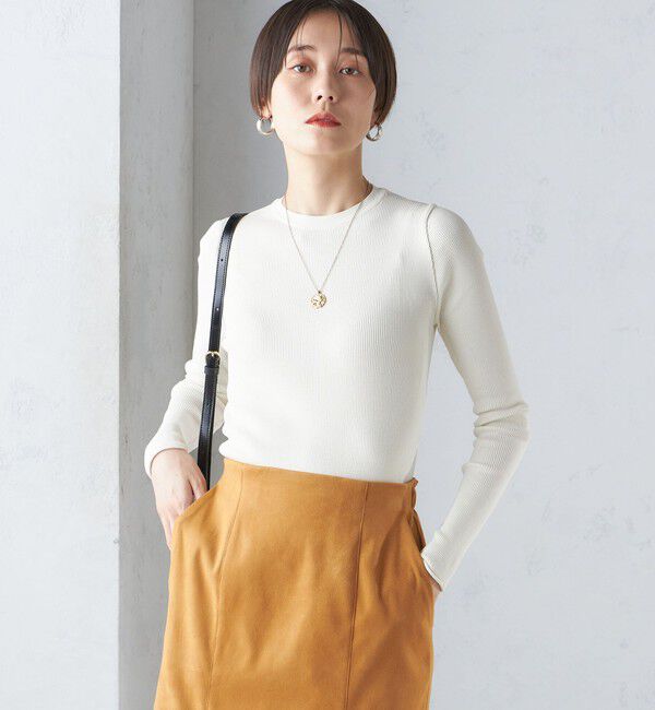SHIPS for women「〈手洗い可能〉レーヨン ポリ リブ クルーネック プルオーバー」|ニット・セーター|