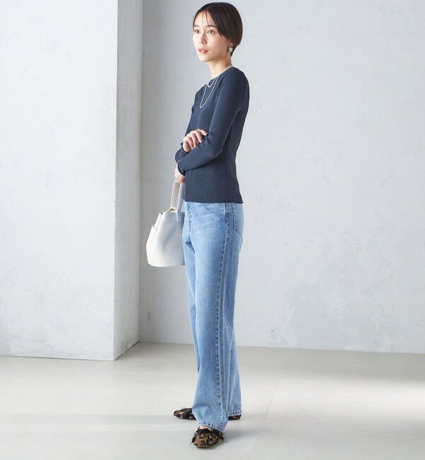 SHIPS for women「〈手洗い可能〉レーヨン ポリ リブ クルーネック プルオーバー」|ニット・セーター|