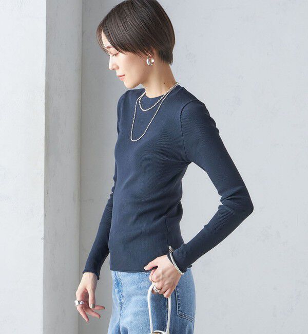 SHIPS for women「〈手洗い可能〉レーヨン ポリ リブ クルーネック プルオーバー」|ニット・セーター|