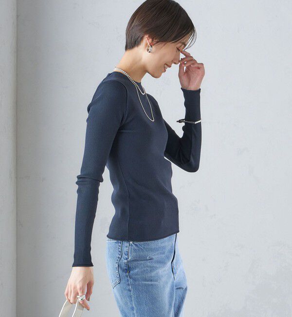 SHIPS for women「〈手洗い可能〉レーヨン ポリ リブ クルーネック プルオーバー」|ニット・セーター|