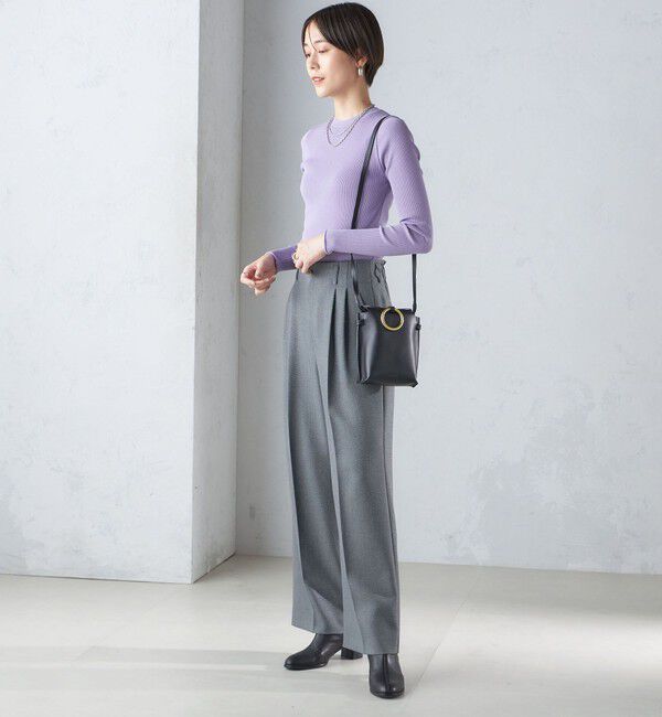 SHIPS for women「〈手洗い可能〉レーヨン ポリ リブ クルーネック プルオーバー」|ニット・セーター|