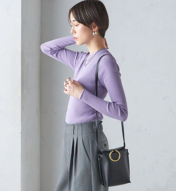 SHIPS for women「〈手洗い可能〉レーヨン ポリ リブ クルーネック プルオーバー」|ニット・セーター|