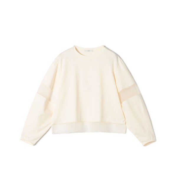 SHIPS for women「〈手洗い可能〉シアー コンビ プルオーバー ロング スリーブ」|Tシャツ・カットソー|