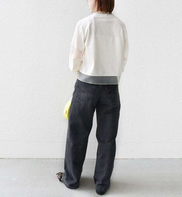 SHIPS for women「〈手洗い可能〉シアー コンビ プルオーバー ロング スリーブ」|Tシャツ・カットソー|