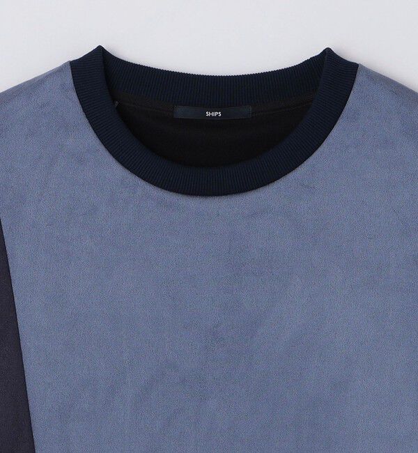 SHIPS「SHIPS:〈洗濯機可能〉パネル ポリエステル スエード ドッキング  ロングスリーブ Tシャツ」|プルオーバー|