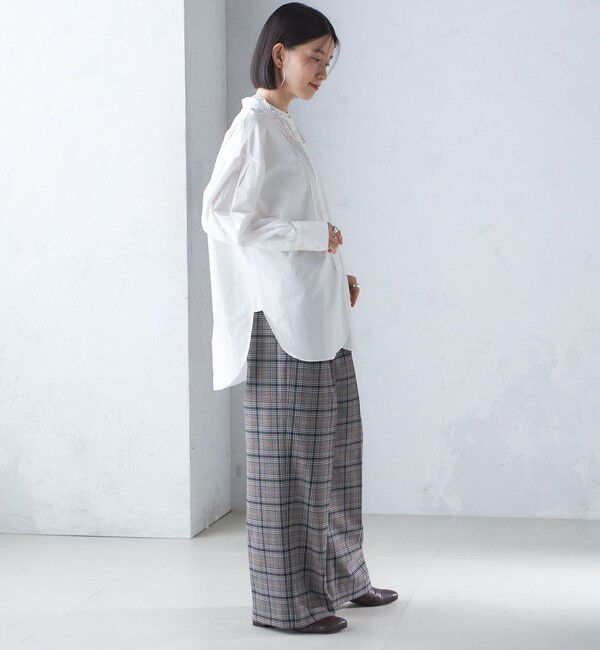 SHIPS for women「〈洗濯機可能〉ピンタック バンド カラー シャツ」|シャツ・ブラウス|