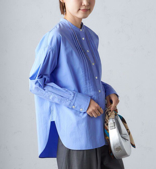 SHIPS for women「〈洗濯機可能〉ピンタック バンド カラー シャツ」|シャツ・ブラウス|