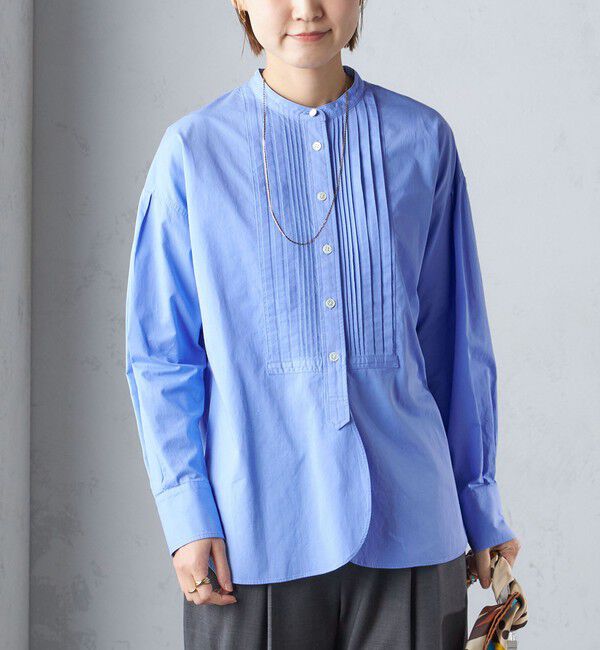 SHIPS for women「〈洗濯機可能〉ピンタック バンド カラー シャツ」|シャツ・ブラウス|