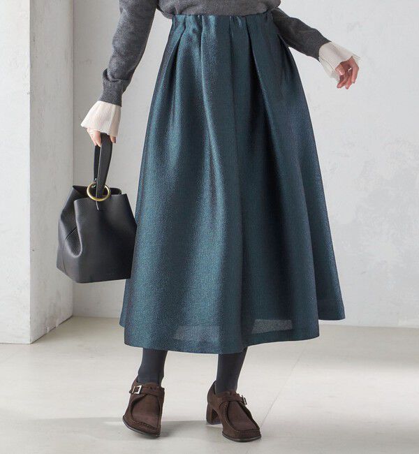 SHIPS for women「〈手洗い可能〉ラメ ブッチャー タック フレア スカート」|フレア|