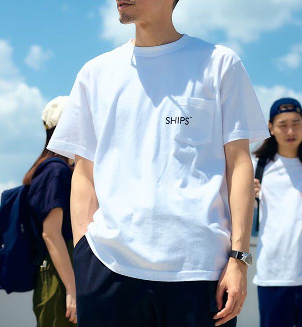 SHIPS「【WEB限定】SHIPS: SHIPSロゴ プリント ポケット Tシャツ」|Tシャツ・カットソー|