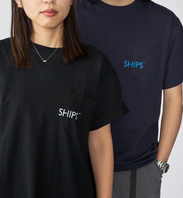 SHIPS「【WEB限定】SHIPS: SHIPSロゴ プリント ポケット Tシャツ」|Tシャツ・カットソー|