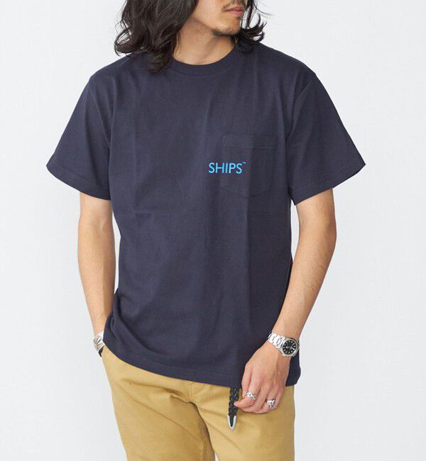 SHIPS「【WEB限定】SHIPS: SHIPSロゴ プリント ポケット Tシャツ」|Tシャツ・カットソー|