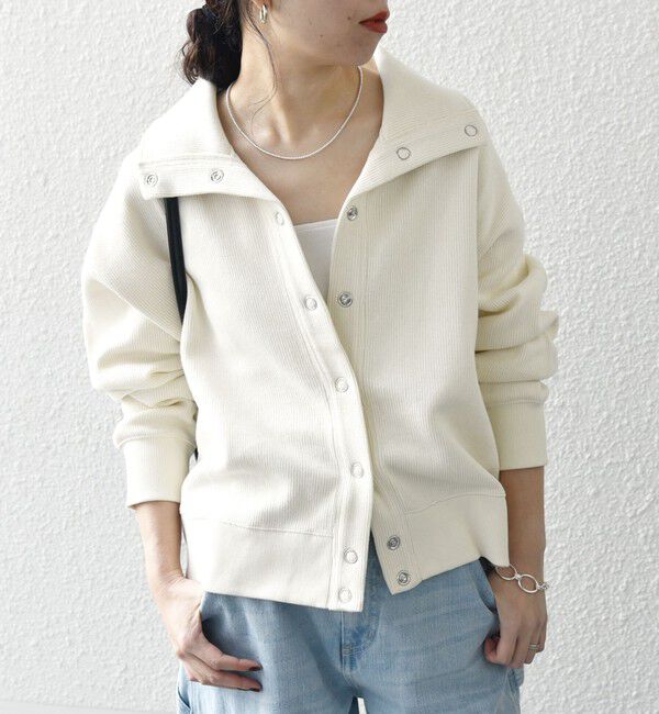 SHIPS any「SHIPS any:〈手洗い可能〉サカリバ スナップ スタンドカラー ブルゾン カットソー」|Tシャツ・カットソー|ナチュラル