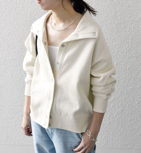 SHIPS any「SHIPS any:〈手洗い可能〉サカリバ スナップ スタンドカラー ブルゾン カットソー」|Tシャツ・カットソー|