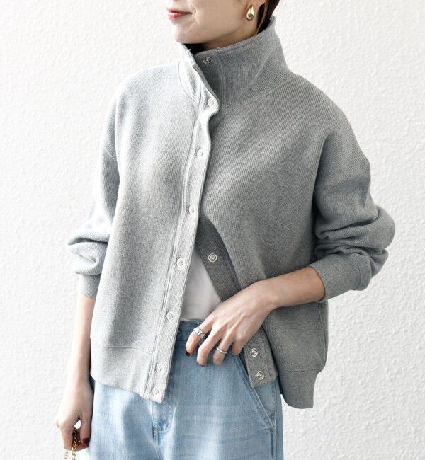 SHIPS any「SHIPS any:〈手洗い可能〉サカリバ スナップ スタンドカラー ブルゾン カットソー」|Tシャツ・カットソー|