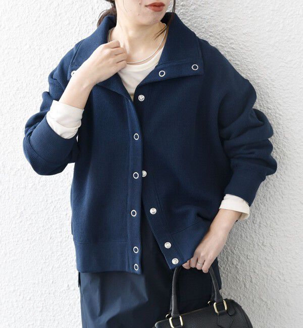 SHIPS any「SHIPS any:〈手洗い可能〉サカリバ スナップ スタンドカラー ブルゾン カットソー」|Tシャツ・カットソー|