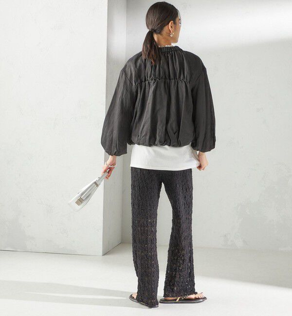 SHIPS for women「〈手洗い可能〉バック ギャザー リネン ジップ ブルゾン」|ブルゾン・スタジャン|