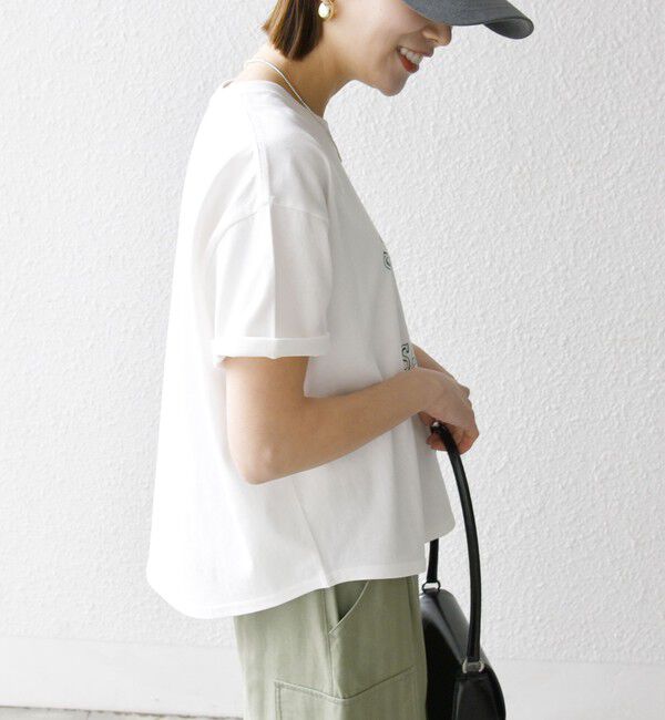 SHIPS any「【WEB限定/SHIPS any別注】THE KNiTS:〈洗濯機可能〉ラウンドヘム プリント ショート TEE」|Tシャツ・カットソー|