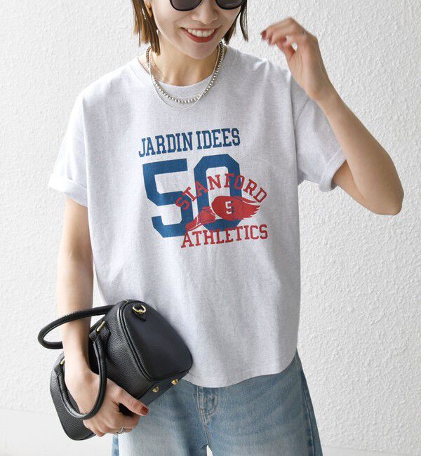 SHIPS any「【WEB限定/SHIPS any別注】THE KNiTS:〈洗濯機可能〉ラウンドヘム プリント ショート TEE」|Tシャツ・カットソー|