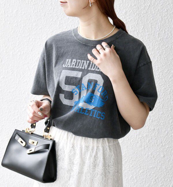 SHIPS any「【WEB限定/SHIPS any別注】THE KNiTS:〈洗濯機可能〉ラウンドヘム プリント ショート TEE」|Tシャツ・カットソー|